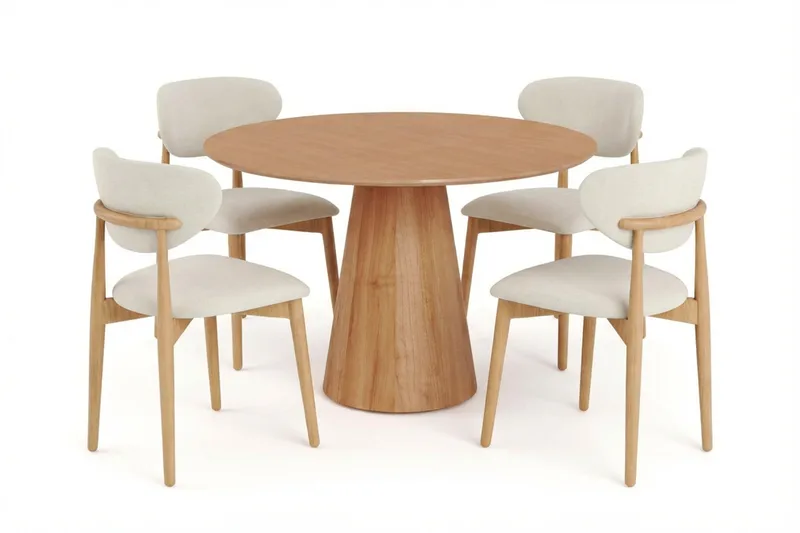 Siena spisegruppe rund 110 cm eg med 4 Molly spisestole, Eg