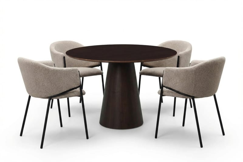 Siena spisegruppe rund 110 cm røget eg med 4 Filip spisestole, Røget eg
