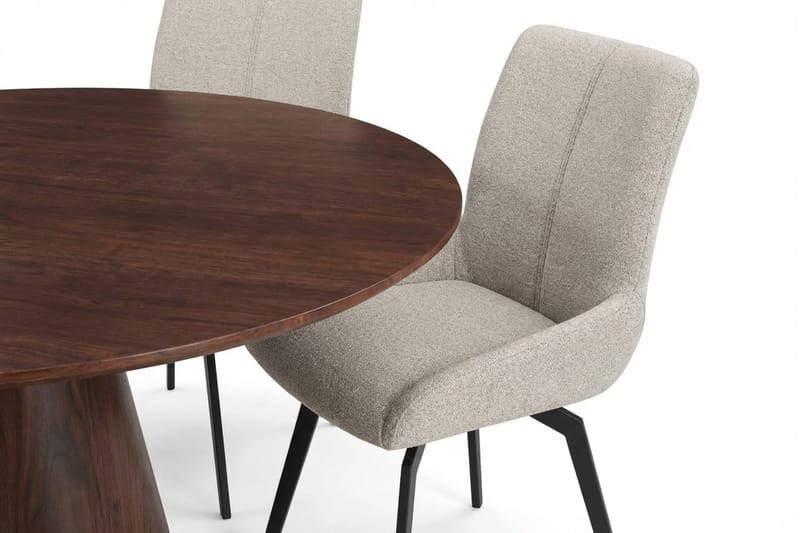 Siena spisegruppe rund 110 cm valnød med 4 Mora spisestole - Valnød - Møbler - Borde - Spisebordssæt