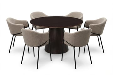 Siena spisegruppe rund 130 cm røget eg med 6 Filip spisestole - Røget eg - Møbler - Borde - Spisebordssæt