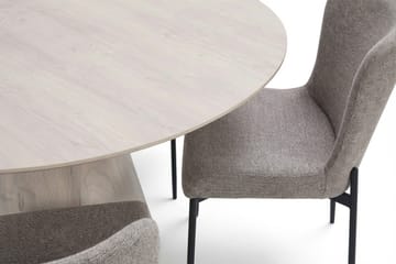 Siena spisegruppe rund 150 cm hvidlaseret med 6 Elsie-spisestole - Hvidlaseret/Lysegrå - Møbler - Borde - Spisebordssæt