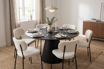 Siena spisegruppe rund 150 cm Sort med 6 Gemmiano spisestole - Sort - Møbler - Borde - Spisebordssæt