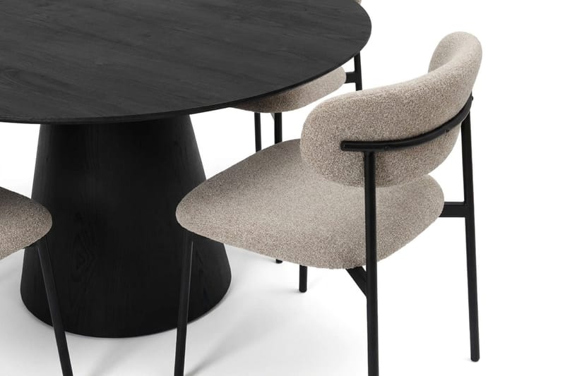 Siena spisegruppe rund 150 cm Sort med 6 Lucy-spisestole - Sort - Møbler - Borde - Spisebordssæt