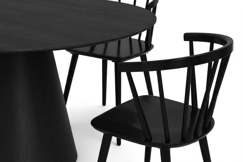 Siena spisegruppe rund 150 cm Sort med 6 Tyrö spisestole - Sort - Møbler - Borde - Spisebordssæt