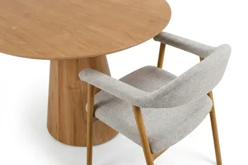 Siena spisegruppe rundt 110 cm eg med 4 Ronja spisestole - Sand/Eg - Møbler - Borde - Spisebordssæt