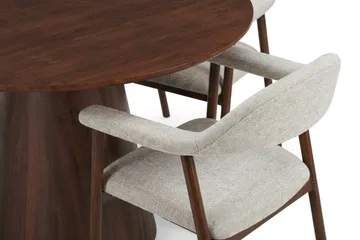 Siena spisegruppe rundt 110 cm valnød med 4 Ronja spisestole - Sand/Valnød - Møbler - Borde - Spisebordssæt