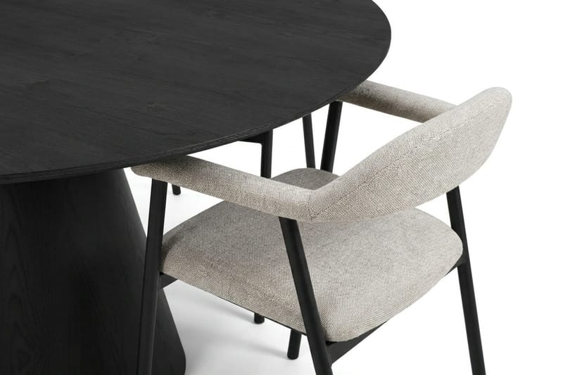 Siena spisegruppe rundt 150 cm sort med 4 Ronja spisestole - Beige/Sort - Møbler - Borde - Spisebordssæt
