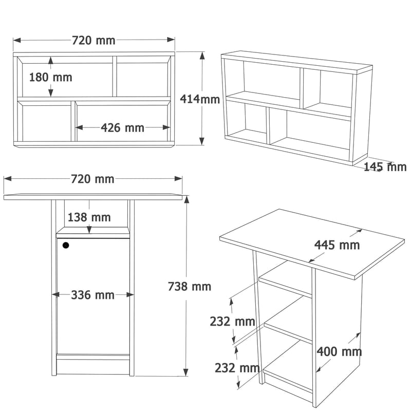 Spisebord- og væghyldesæt (2 dele) Hanah Home Nord (72 x 73,8 x 44,5 cm) Hvid eg - Hvid og eg - Møbler - Borde - Spisebordssæt