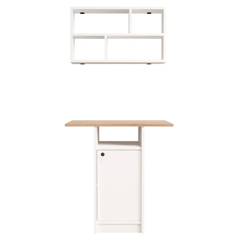Spisebord- og væghyldesæt (2 dele) Hanah Home Nord (72 x 73,8 x 44,5 cm) Hvid eg, Hvid og eg