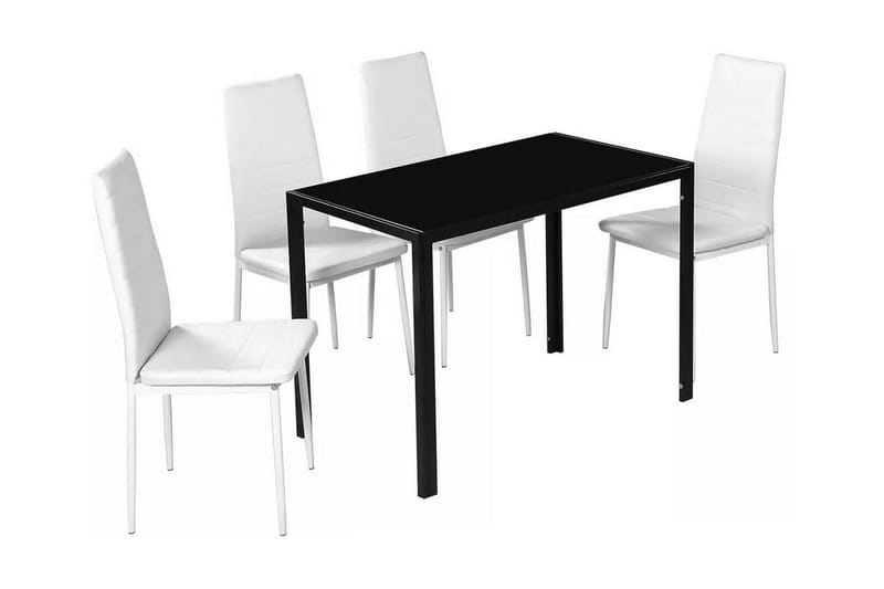 Spisebordssæt 5 Dele Sort Og Hvid - Flerfarvet - Møbler - Borde - Spisebordssæt