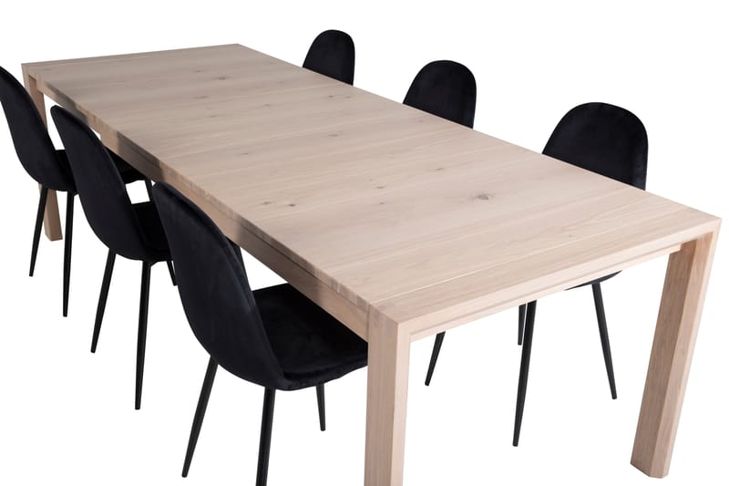 Spisebordssæt Algarmejo Udvideligt 170cm inkl 6 Pontus Stol - Hvid/Sort - Møbler - Borde - Spisebordssæt