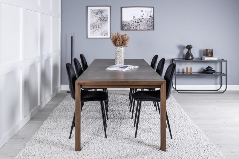 Spisebordssæt Algarmejo Udvideligt 170cm inkl 6 Pontus Stol - Brun/Sort - Møbler - Borde - Spisebordssæt