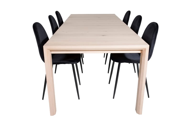 Spisebordssæt Algarmejo Udvideligt 170cm inkl 6 Pontus Stol - Hvid/Sort - Møbler - Borde - Spisebordssæt