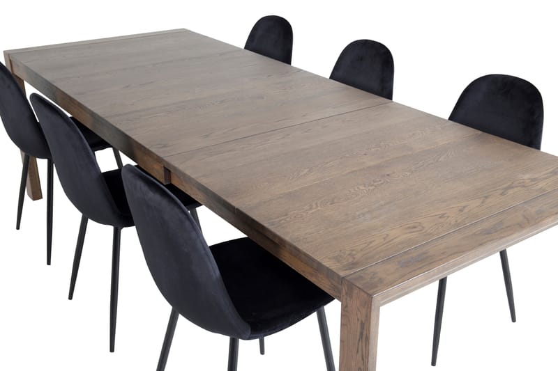 Spisebordssæt Algarmejo Udvideligt 170cm inkl 6 Pontus Stol - Brun/Sort - Møbler - Borde - Spisebordssæt