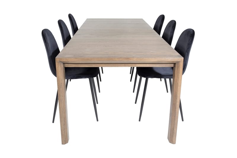 Spisebordssæt Algarmejo Udvideligt 170cm inkl 6 Pontus Stol - Brun/Sort - Møbler - Borde - Spisebordssæt