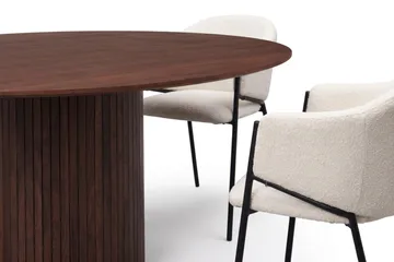 Spisebordssæt Bark Kopparbo 180 cm Valnød Hvid Bouclé Rund 8 - Valnød - Møbler - Borde - Spisebordssæt