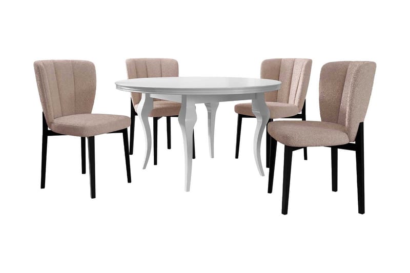 Spisebordssæt, Beige|Hvid|Sort