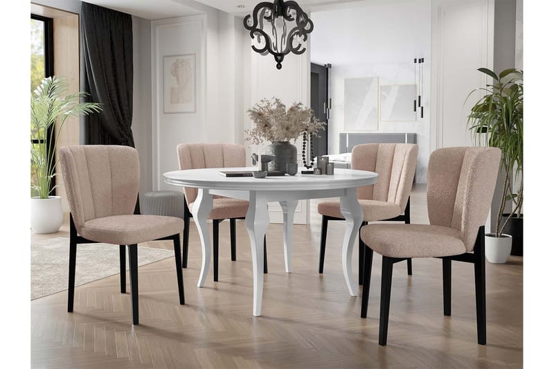Spisebordssæt - Beige|Hvid|Sort - Møbler - Borde - Spisebordssæt