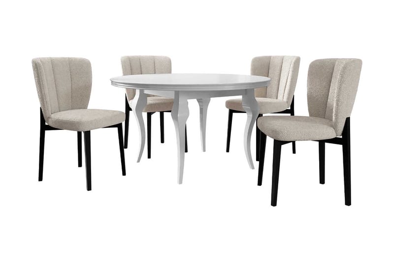 Spisebordssæt, Beige|Hvid|Sort