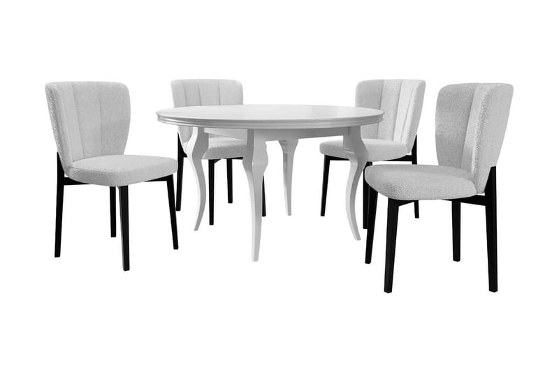 Spisebordssæt, Beige|Hvid|Sort