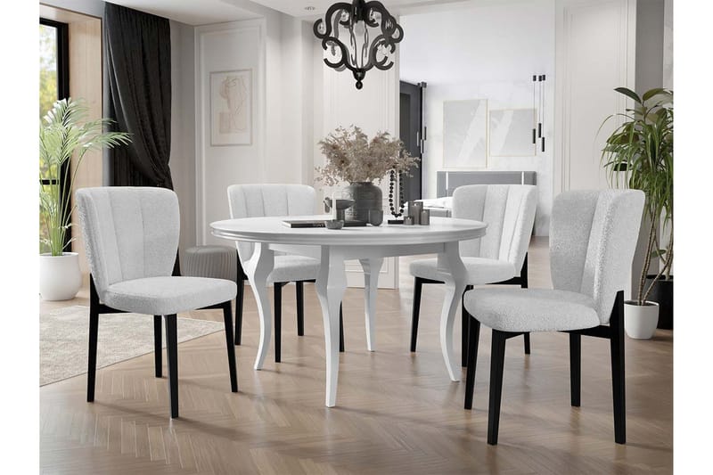 Spisebordssæt - Beige|Hvid|Sort - Møbler - Borde - Spisebordssæt
