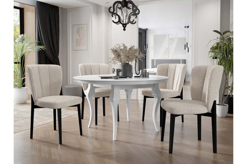 Spisebordssæt - Beige|Hvid|Sort - Møbler - Borde - Spisebordssæt