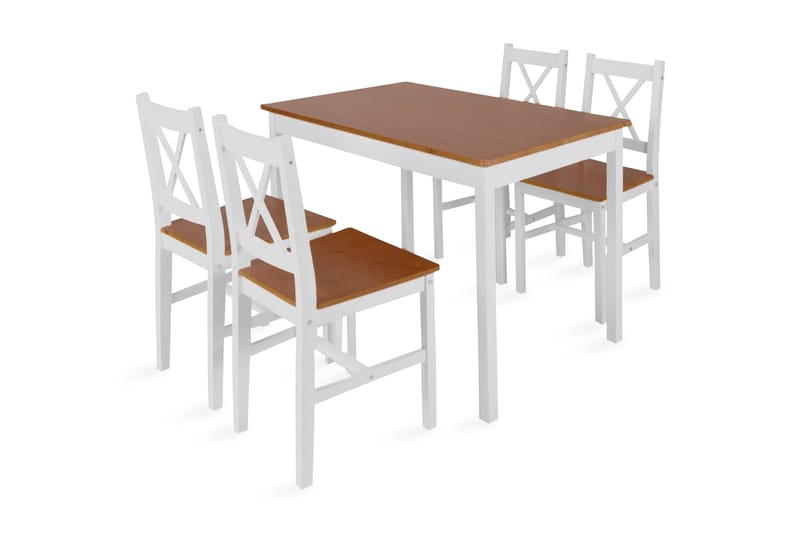 Spisebordssæt I 5 Dele Brun Og Hvid - Brun - Spisebordssæt