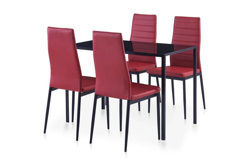 Spisebordssæt I 5 Dele Vinrød - Rød - Spisebordssæt