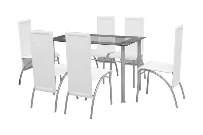 Spisebordssæt I 7 Dele Hvid - Flerfarvet - Spisebordssæt