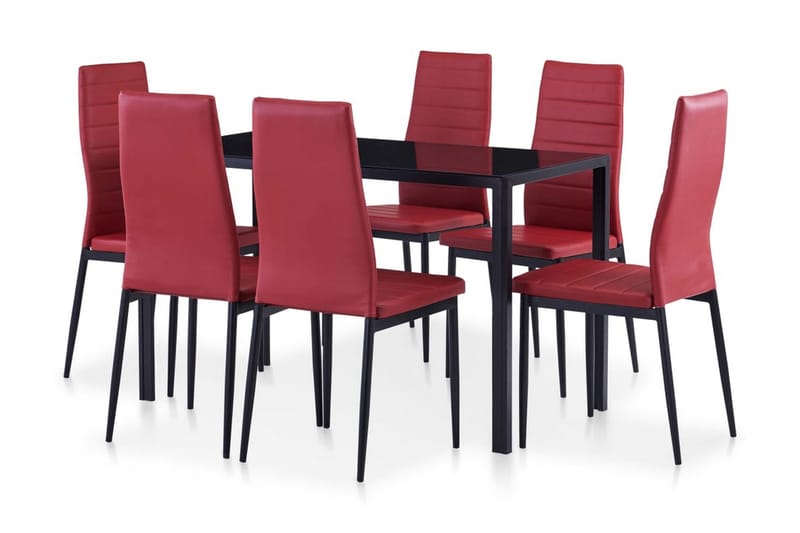 Spisebordssæt I 7 Dele Vinrød - Rød - Spisebordssæt