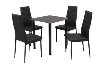Spisebordssæt Sort 5 Dele - Sort - Møbler - Borde - Spisebordssæt