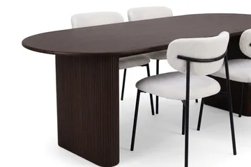 Spisegruppe Bark Noira 220 cm Røget eg Hvid bouclé/metalben sort 6 - Røget eg - Møbler - Borde - Spisebordssæt