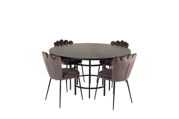 Spisegruppe Möbelfashion Copenhagen spisegruppe 140 cm rund med 4 Limhamn-stole Sort/Grå - Møbler - Borde - Spisebordssæt