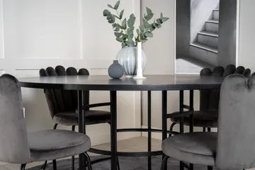 Spisegruppe Möbelfashion Copenhagen spisegruppe 140 cm rund med 4 Limhamn-stole Sort/Grå - Møbler - Borde - Spisebordssæt