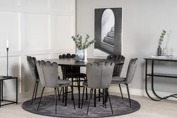 Spisegruppe Möbelfashion Copenhagen spisegruppe 140 cm rund med 6 Limhamn-stole Sort/Grå - Møbler - Borde - Spisebordssæt