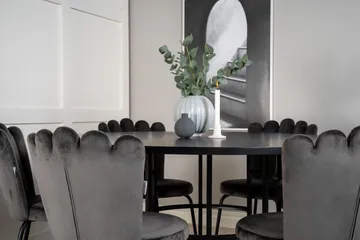 Spisegruppe Möbelfashion Copenhagen spisegruppe 140 cm rund med 6 Limhamn-stole Sort/Grå - Møbler - Borde - Spisebordssæt