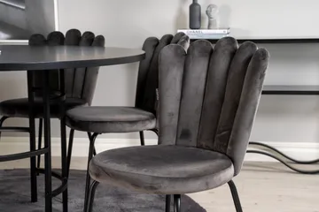 Spisegruppe Möbelfashion Copenhagen spisegruppe 140 cm rund med 6 Limhamn-stole Sort/Grå - Møbler - Borde - Spisebordssæt
