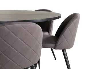 Spisegruppe Möbelfashion Copenhagen spisegruppe 140 cm rund med 6 Velvet-stole Sort/Grå - Møbler - Borde - Spisebordssæt