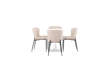 Spisegruppe Rundt spisebordssæt Hamden, Modesto Beige - Beige - Møbler - Borde - Spisebordssæt