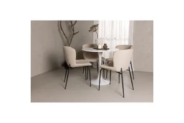 Spisegruppe Rundt spisebordssæt Hamden, Modesto Beige - Beige - Møbler - Borde - Spisebordssæt