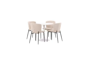 Spisegruppe Rundt spisebordssæt Hamden, Modesto Beige - Beige - Møbler - Borde - Spisebordssæt
