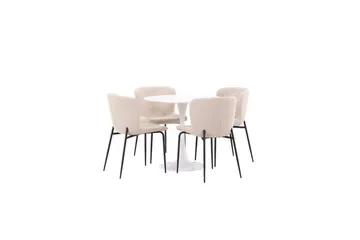 Spisegruppe Rundt spisebordssæt Hamden, Modesto Beige - Beige - Møbler - Borde - Spisebordssæt