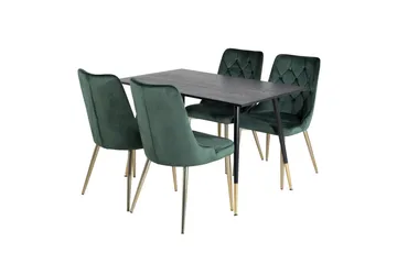 Spisegruppe Venture Home Balisa spisegruppe 120 cm rund med 4 Valera-stole Sort/GULD/Grøn - Møbler - Borde - Spisebordssæt