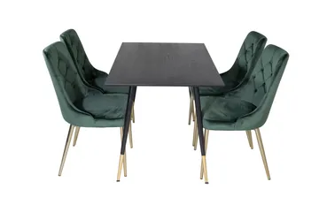 Spisegruppe Venture Home Balisa spisegruppe 120 cm rund med 4 Valera-stole Sort/GULD/Grøn - Møbler - Borde - Spisebordssæt