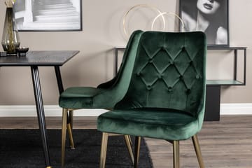 Spisegruppe Venture Home Balisa spisegruppe 120 cm rund med 4 Valera-stole Sort/GULD/Grøn - Møbler - Borde - Spisebordssæt