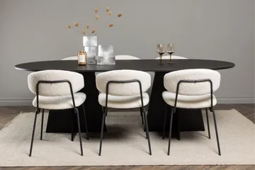 Spisegruppe Venture Home Bootcut ovalt spisebord - Sort/Sort finer +Chico spisestol - Sort/Hvid bouclé _6 Sort - Møbler - Borde - Spisebordssæt