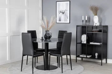 Spisegruppe Venture Home Estelle spisegruppe 106 cm rund med 4 Slim-stole Sort - Møbler - Borde - Spisebordssæt