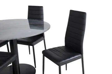 Spisegruppe Venture Home Estelle spisegruppe 106 cm rund med 4 Slim-stole Sort - Møbler - Borde - Spisebordssæt