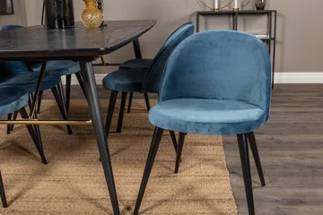 Spisegruppe Venture Home Gold spisegruppe udtrækbar 180-220 cm rektangulær med 6 Velvet-stole Sort/Blå - Møbler - Borde - Spisebordssæt