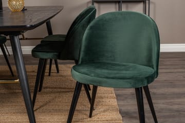 Spisegruppe Venture Home Gold spisegruppe udtrækbar 180-220 cm rektangulær med 6 Velvet-stole Sort/Grøn - Møbler - Borde - Spisebordssæt